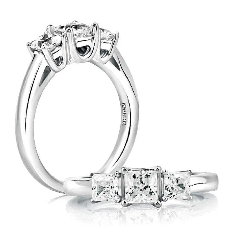 A. Jaffe Classics Three-Stone Diamond Engagement Ring Setting in White Gold