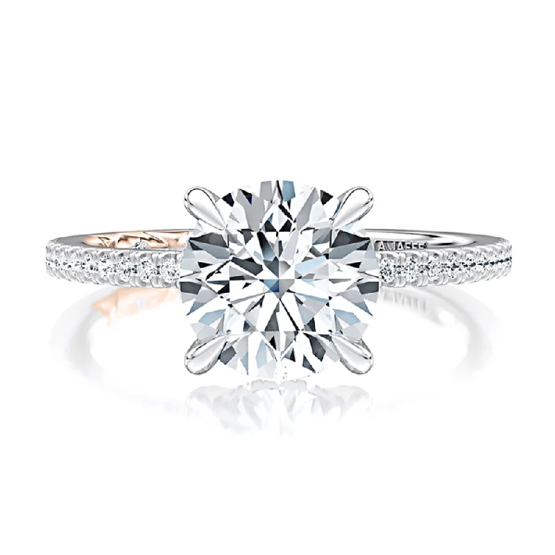 A. Jaffe Hidden Halo Round Engagement Ring with Pave Band