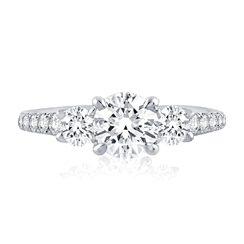 A. Jaffe Metropolitan Three-Stone Diamond Engagement Ring Setting in White Gold