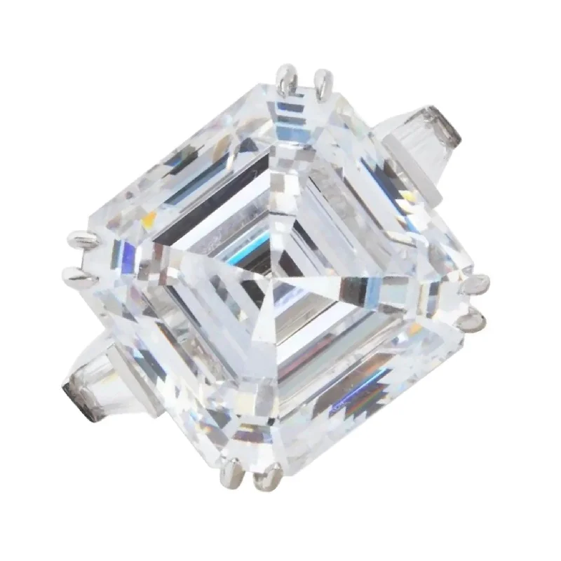 Beauvince Bridget 3 Stone Ring (10.31 ct Emerald Cut GIA Diamond) in Platinum