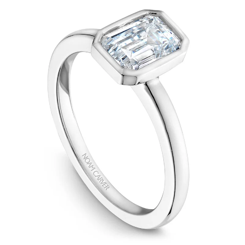 Noam Carver Bezel Set Solitaire Engagement Ring Setting in White Gold