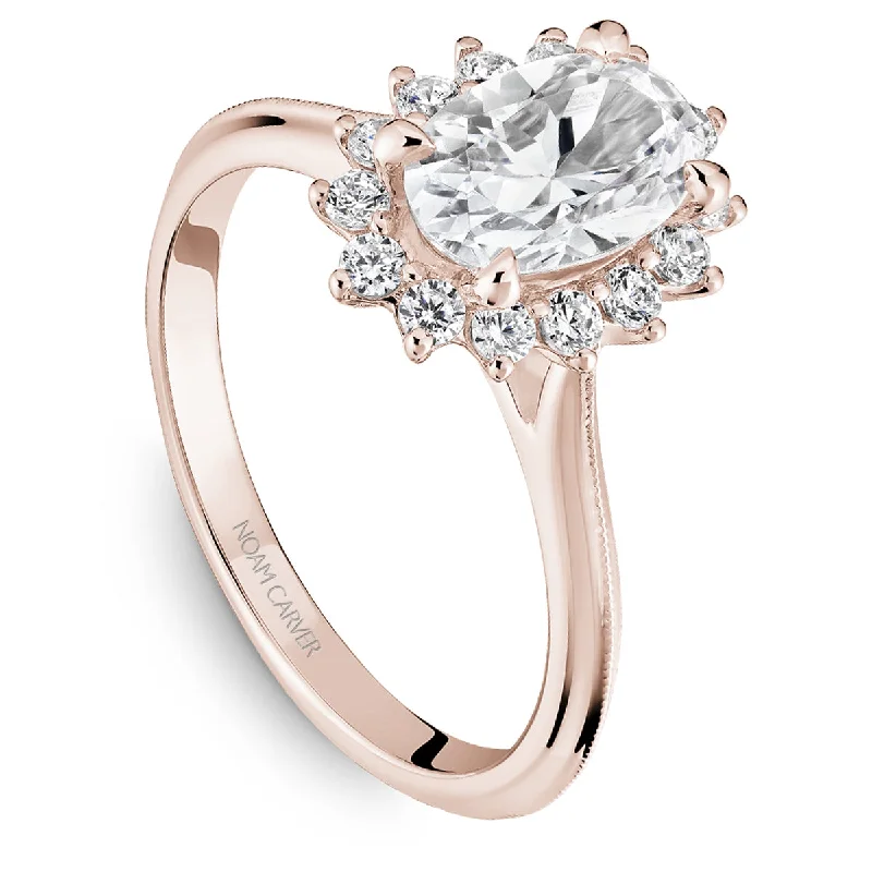 Noam Carver Oval Halo Engagement Ring Setting in Rose Gold