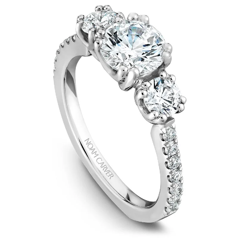 Noam Carver Three-Stone Diamond Engagement Ring in White Gold