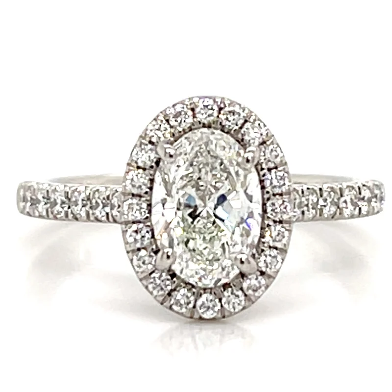 Bremer Jewelry Oval Halo Diamond Engagement Ring in 14K White Gold 1.41ctw)