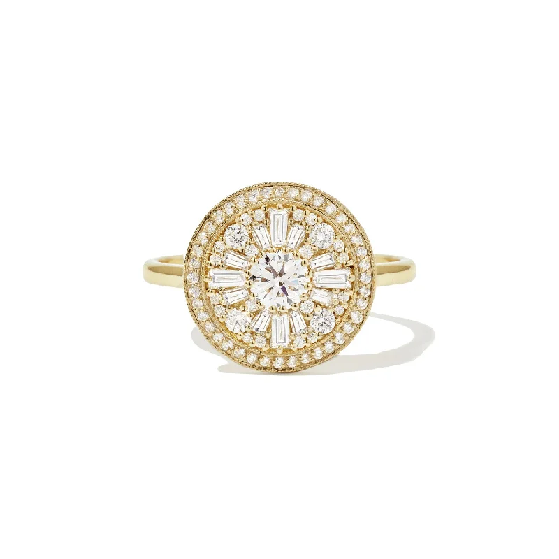 Round Shape Brilliant Cut Halo Diamond Mosaic Ring