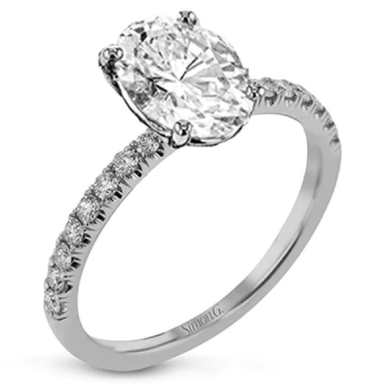 Simon G. 18k Oval-Cut Engagement Ring with Diamonds