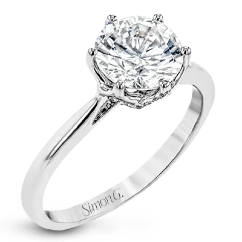 Simon G. 18k Round-Cut Solitaire Engagement Ring with Diamonds