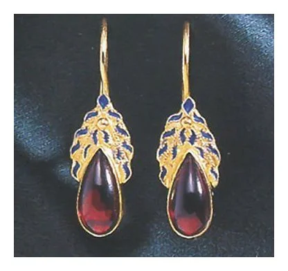 14k Garnet Frond Earrings