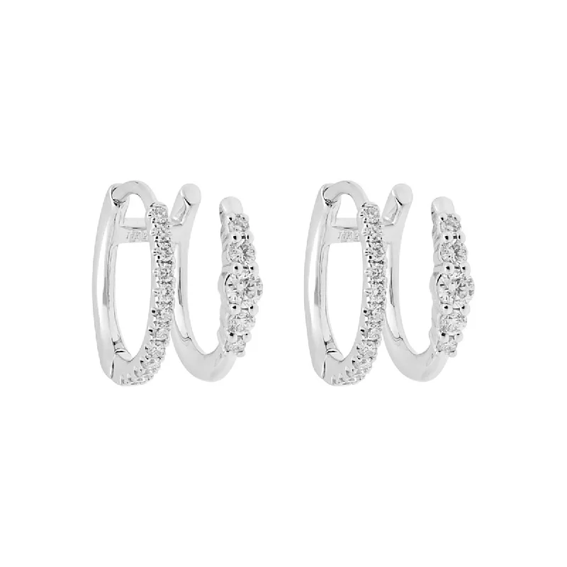 Diamond Double Hoop Earrings in 14kt White Gold (3/8ct tw)