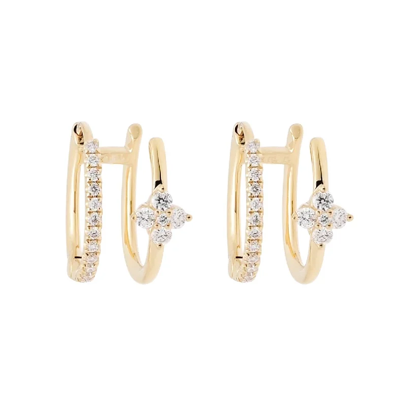 Diamond Double Hoop Earrings in 14kt Yellow Gold (1/3ct tw)