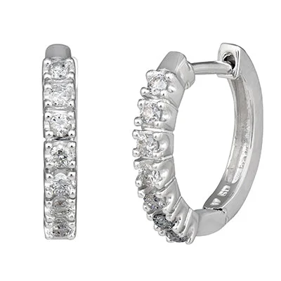 Diamond Hoop Earrings in 10kt White Gold (1/4ct tw)