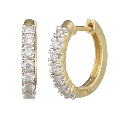 Diamond Hoop Earrings in 10kt Yellow Gold (1/4ct tw)