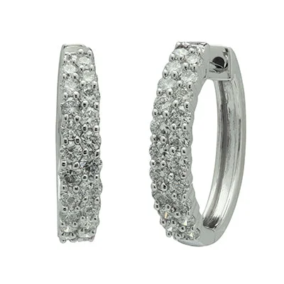 Diamond Hoop Earrings in 14kt White Gold (3/4ct tw)