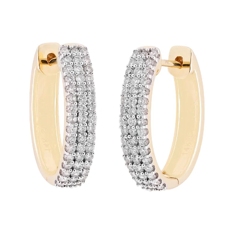 Diamond Oval Hoop Earrings in 14kt Yellow Gold (1/2ct tw)