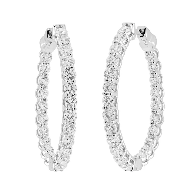 Diamond Oval Hoop Earrings in 18kt White Gold (2 3/8ct tw)