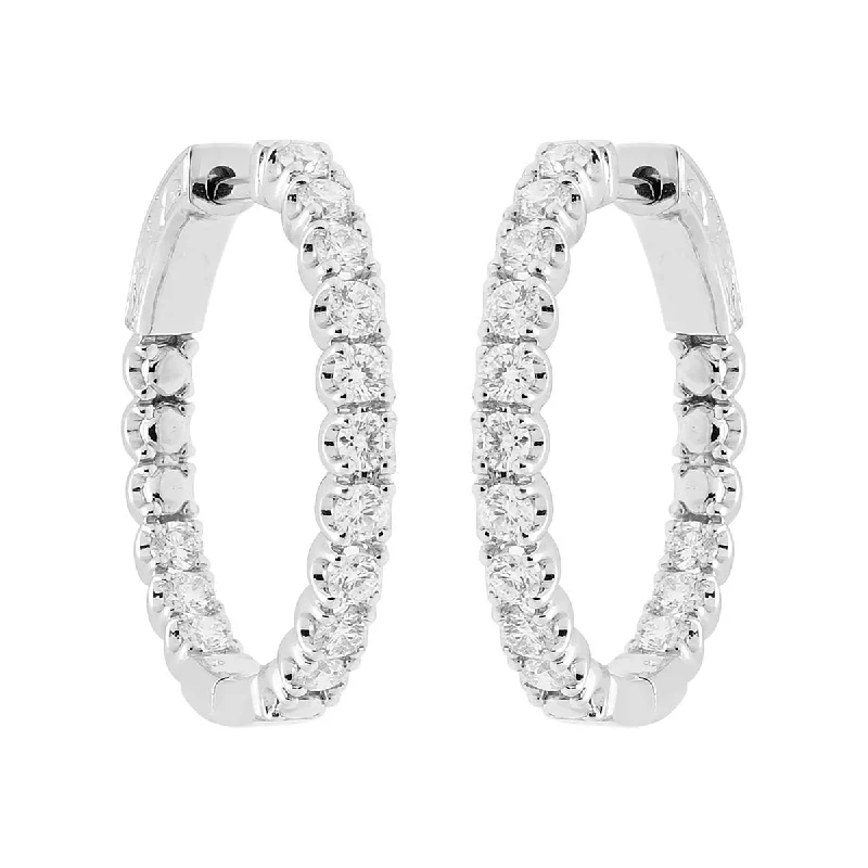 Diamond Round Inside Out Hoop Earrings in 14kt White Gold (1ct tw)