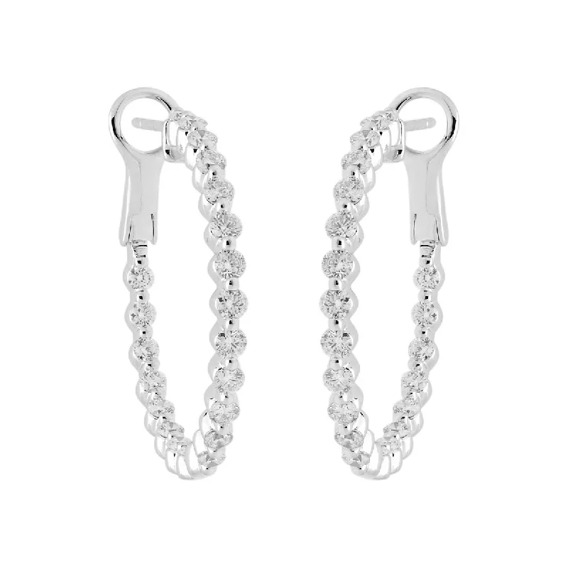 Diamond Single Prong Hoop Earrings in 14kt White Gold (1 1/2ct tw)