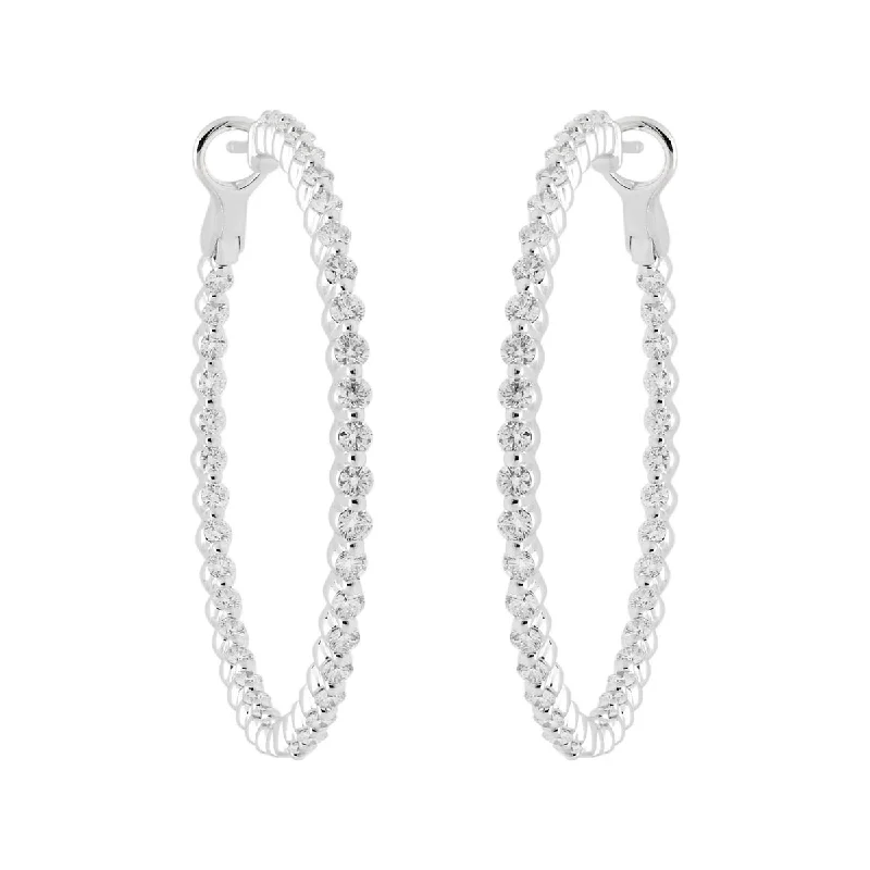 Diamond Single Prong Hoop Earrings in 14kt White Gold (2 1/2ct tw)