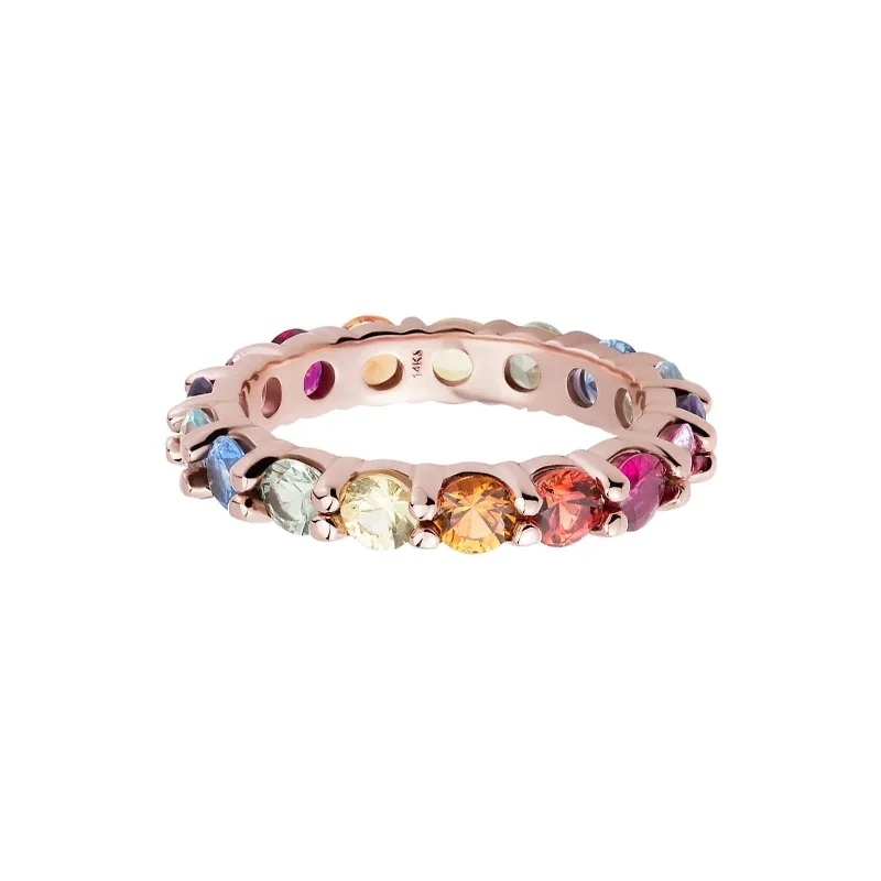 Rainbow Eternity Band - Rose Gold