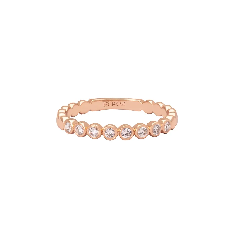 Diamond Bezel Stack Ring - Rose Gold