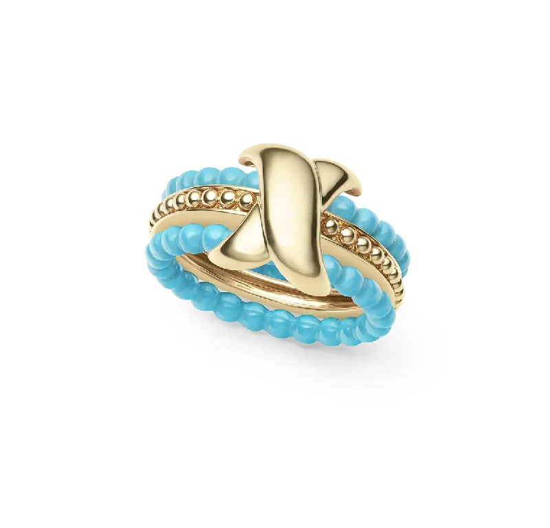 LAGOS Caviar Gold X Stacking Ring Set