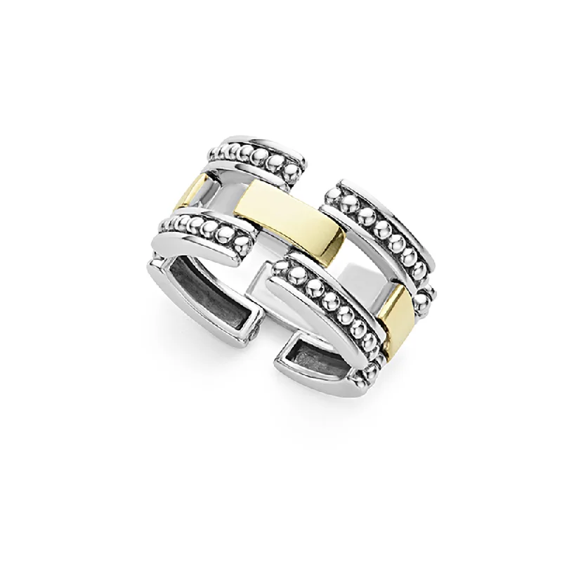 LAGOS High Bar Gold Caviar Link Ring