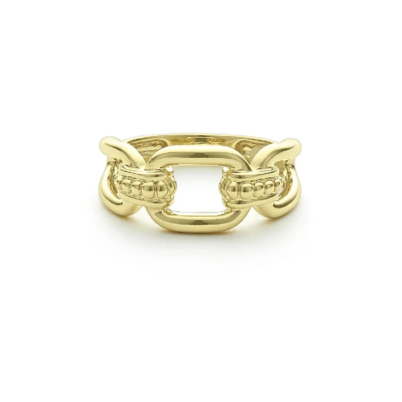 LAGOS Signature Caviar Yellow Gold Link Ring