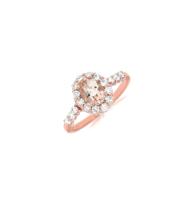 Sabel Collection Rose Gold Oval Morganite and Diamond Ring