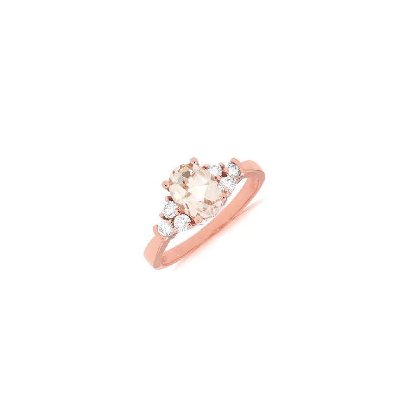 Sabel Collection Rose Gold Oval Morganite Ring with Diamonds