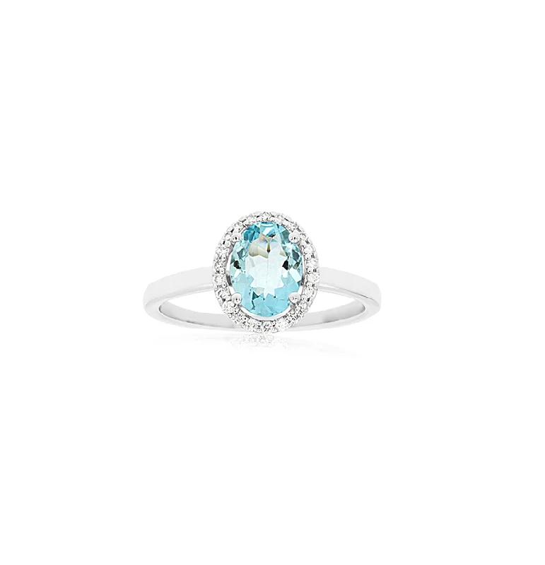 Sabel Collection White Gold Aquamarine and Diamond Ring