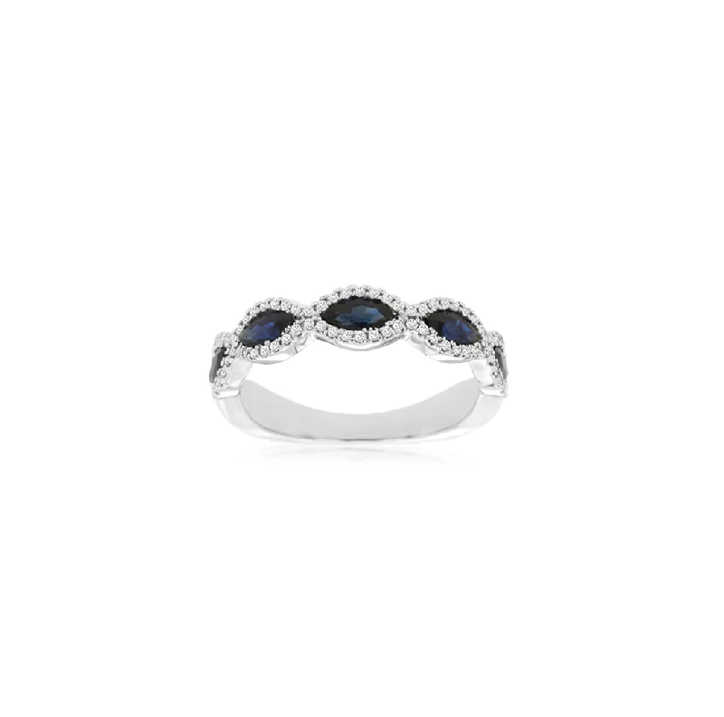 Sabel Collection White Gold Marquise Sapphire and Diamond Ring