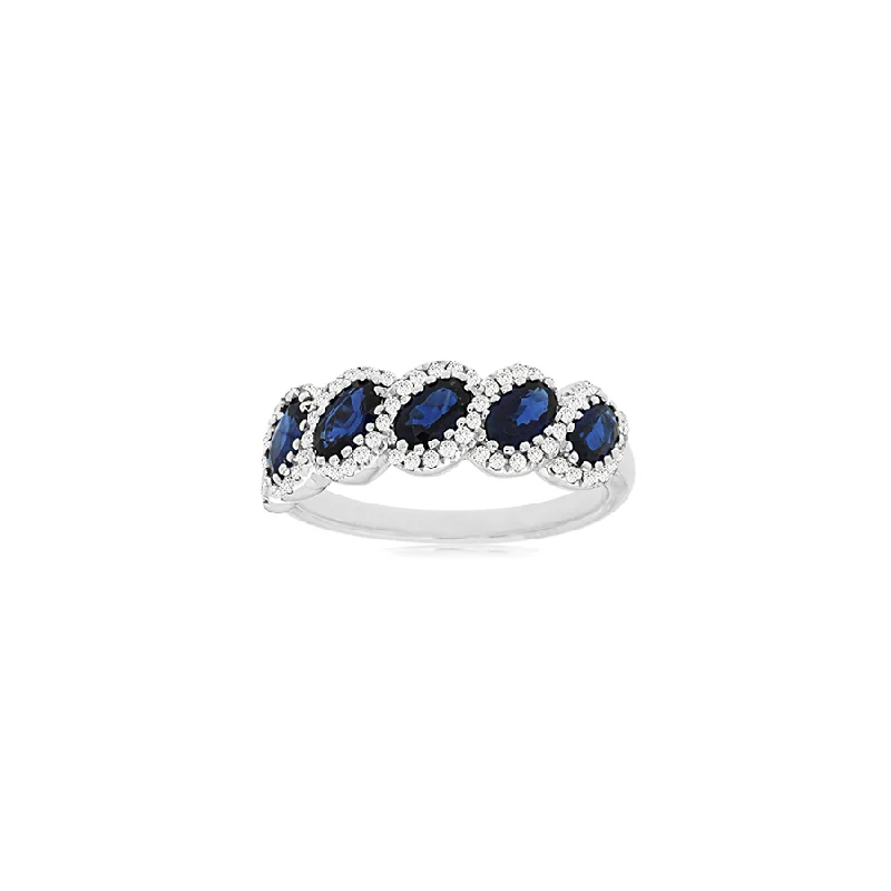 Sabel Collection White Gold Oval Sapphire and Diamond Ring