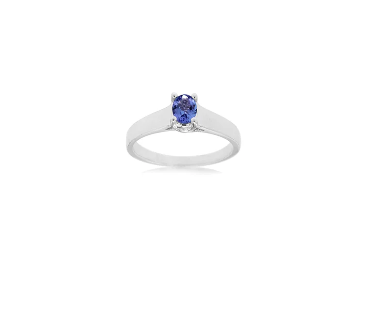 Sabel Collection White Gold Oval Tanzanite Ring