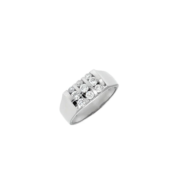 Sabel Collection White Gold Round Diamond 3 Bar Set Ring