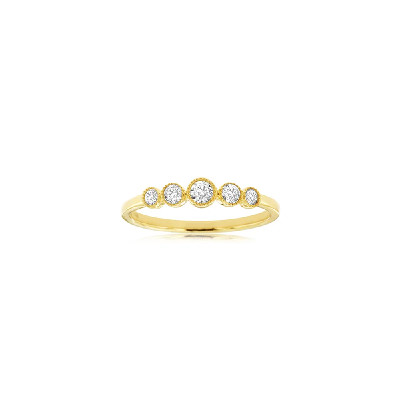 Sabel Collection Yellow Gold Round Diamond Bezel Set Ring