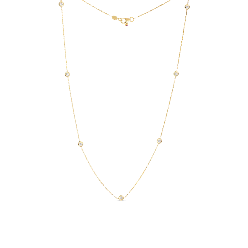 Roberto Coin 18K Yellow Gold 7 Diamond Station Necklace