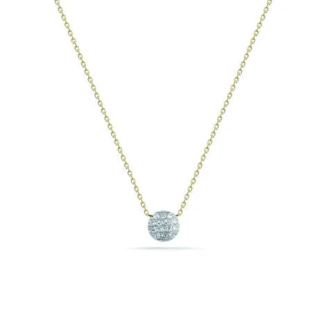 14K Yellow Gold Diamond Disc Necklace