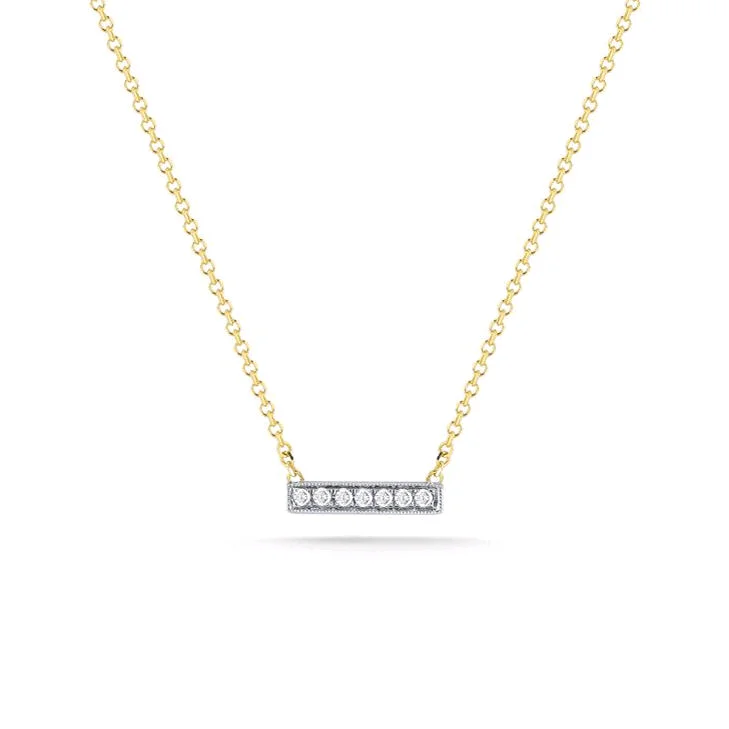 14K Yellow Gold Mini Diamond Bar Necklace