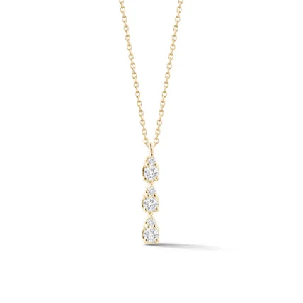 14K Yellow Gold Triple Drop Diamond Pendant