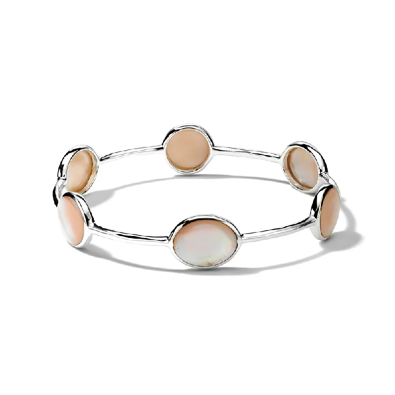 IPPOLITA Polished Rock Candy Sterling Silver 6-Stone Bangle in Pink Shell