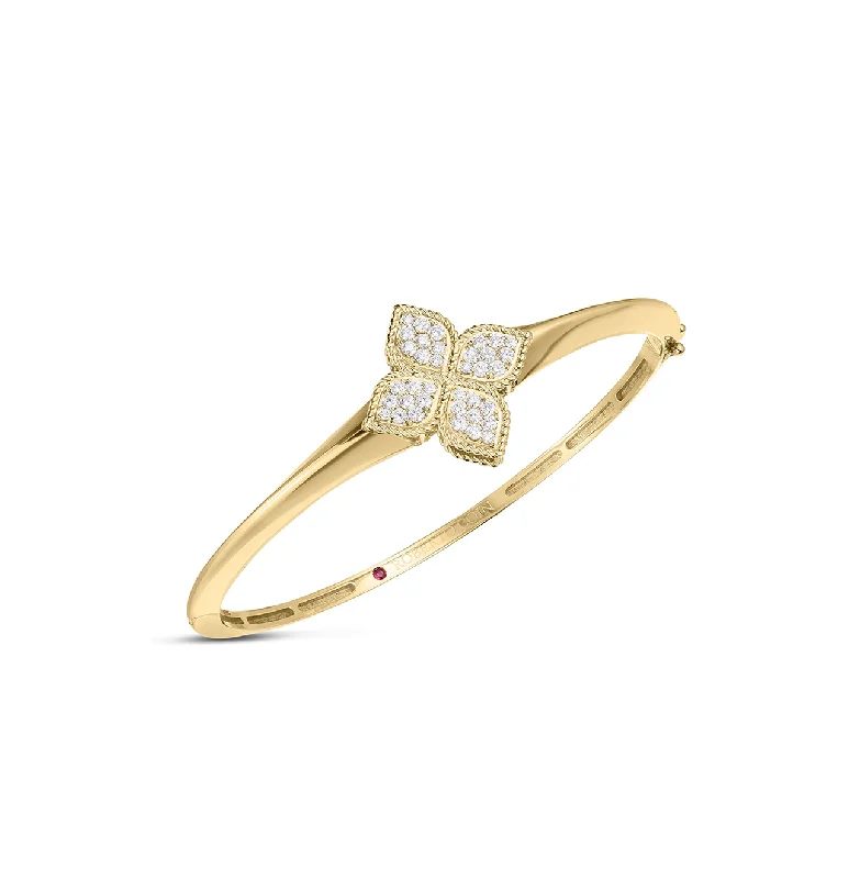 Roberto Coin Princess Flower Yellow Gold Diamond Bangle