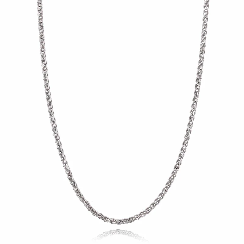 14K White Gold Wheat Chain