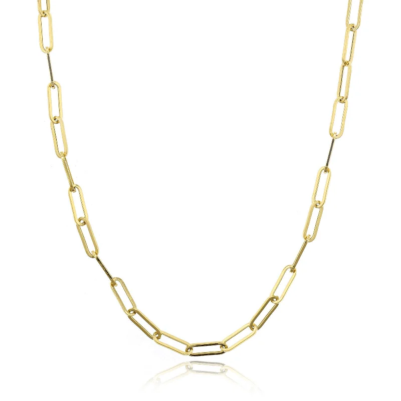 14K Yellow Gold Paperclip Necklace